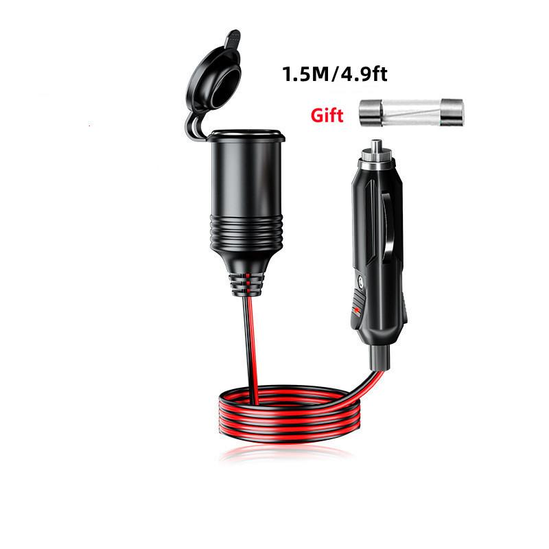 12V 24V Car Cigarette Lighter Extension Cable 1.5/4/8M Socket Plug 15A/20A Car Shunt Charger Power Extension Cable