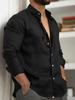Men's Cotton Linen Long Sleeve Shirt Solid Relaxed Fit Casual Everyday Button Up Top