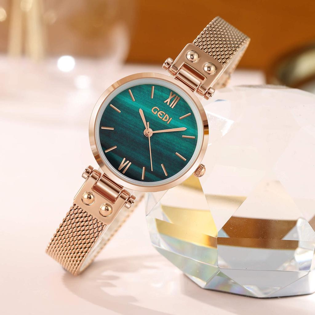 Wenyi Style Women'S Light Luxury Fritillary Surface Small Dial Waterproof Stainless Steel Mesh Belt Quartz Watch