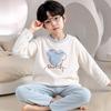 Kids Flannel Pajamas Set Boys Girls Warm Long Sleeve Top And Pants Sleepwear Winter Home Nightwear