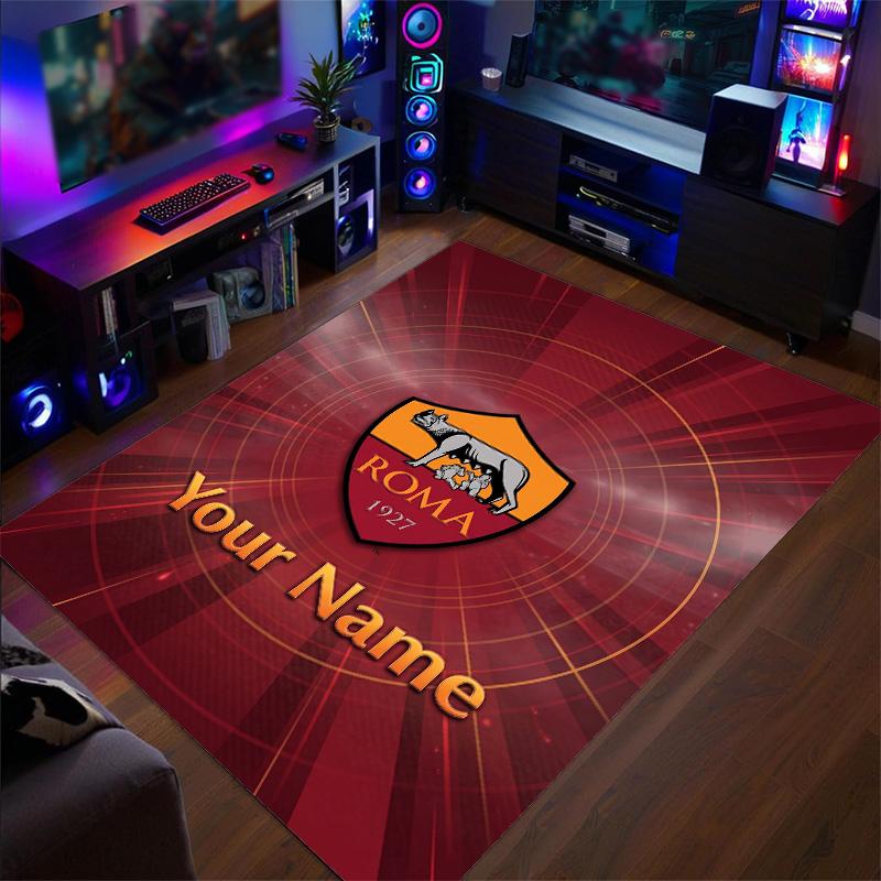 Crystal Velvet Rug AS Roma Print Custom Name Text Floor Mat Home Decor