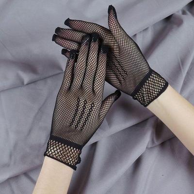 Sommer Weiße Netzhandschuhe: Personalisiert, Hochelastisches Spandex, Sonnenschutz, Fischernetz-Design, Hochzeitsetikette