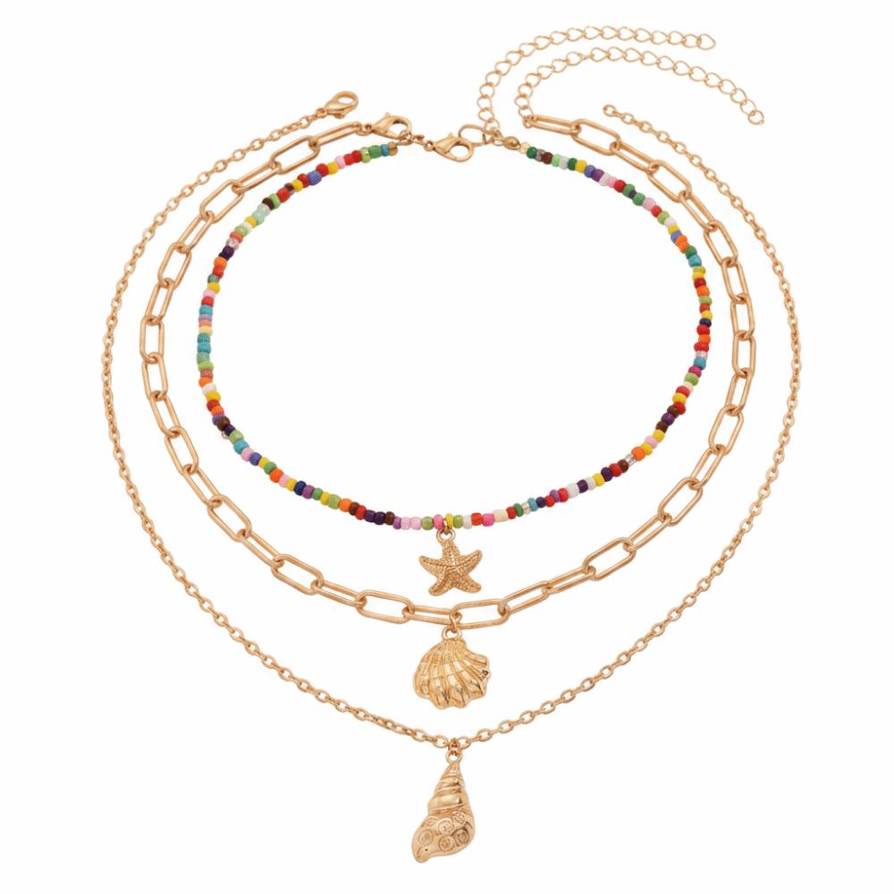 Colorful Bohemian Necklaces Shell Pendant Tassels Choker Gift Handmade Beads Necklaces  Casual Wear