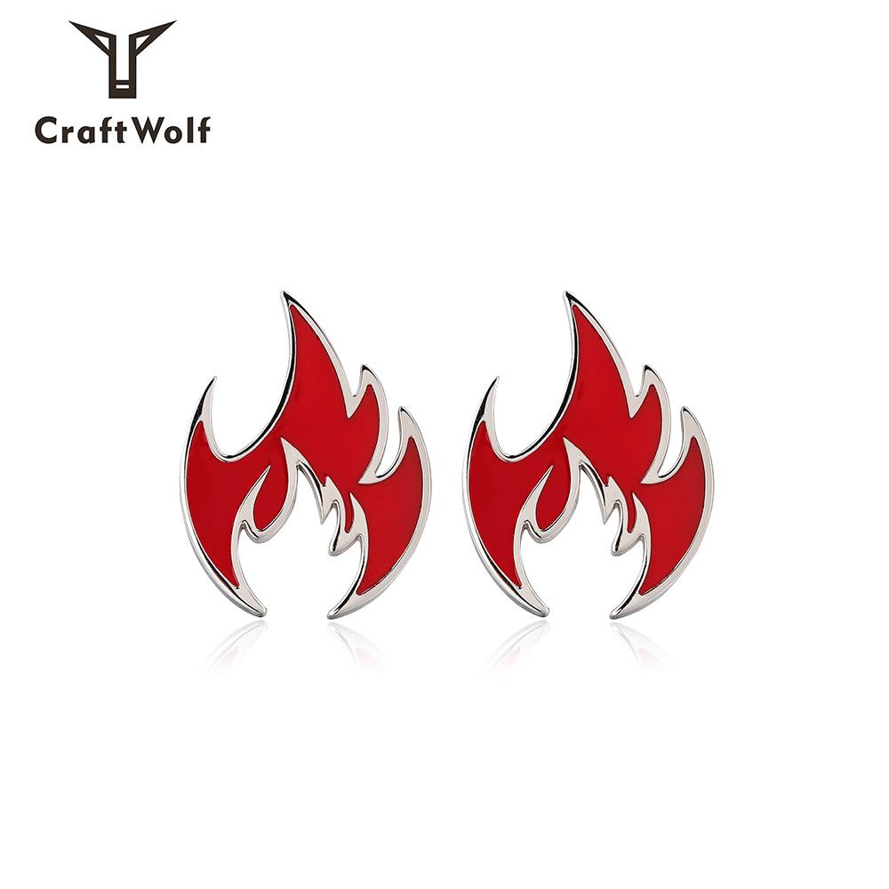 

Colorful Titanium Steel Flame Stud Earrings for Couples - Hip Hop Style