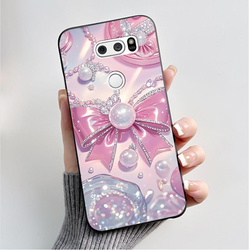 

Чехол с рисунком для LG V30 / V30 Plus / V30s ThinQ / V35 ThinQ, мягкий силиконовый, черный корпус, чехол с рисунком в виде милого цветка и мультяшного персонажа LG V30