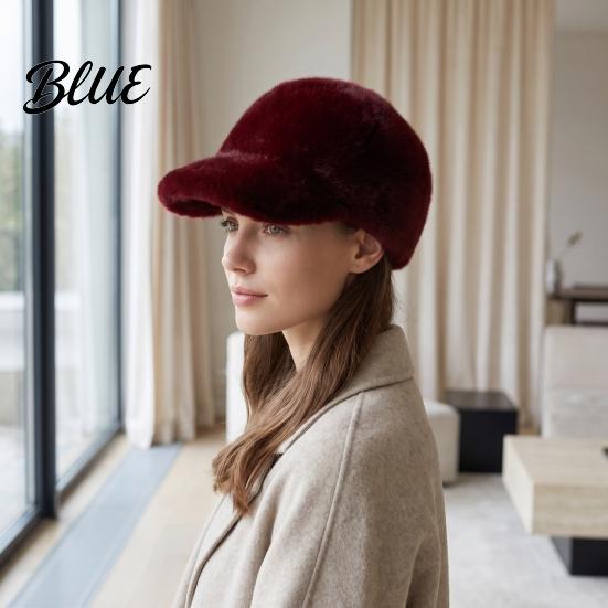 Solid Color Fuzzy Hat Plush Faux Fur Baseball Cap for Men Women, Fluffy Winter Warm Stretchy Cold Weather Accessories Cap, Adjustable Unisex