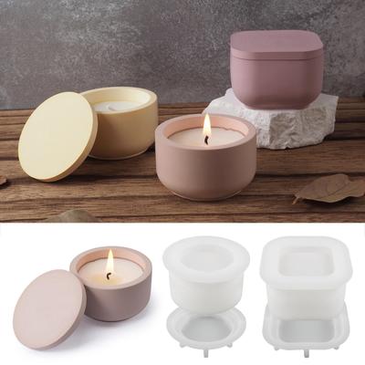1 zestaw DIY Formy silikonowe do słoików na świece z pokrywką - Formy do słoików z woskiem aromatycznym do żywicy, betonu, gipsu - Formy do rękodzieła domowego