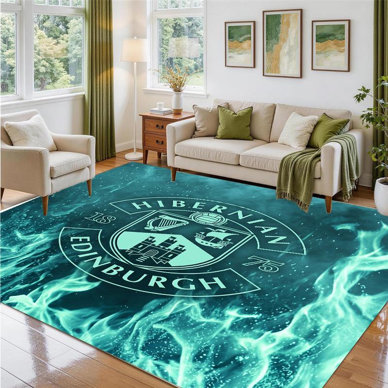 Hibernian FC Design Crystal Velvet Rug Soft Decorative Mat for Bedroom Entrance