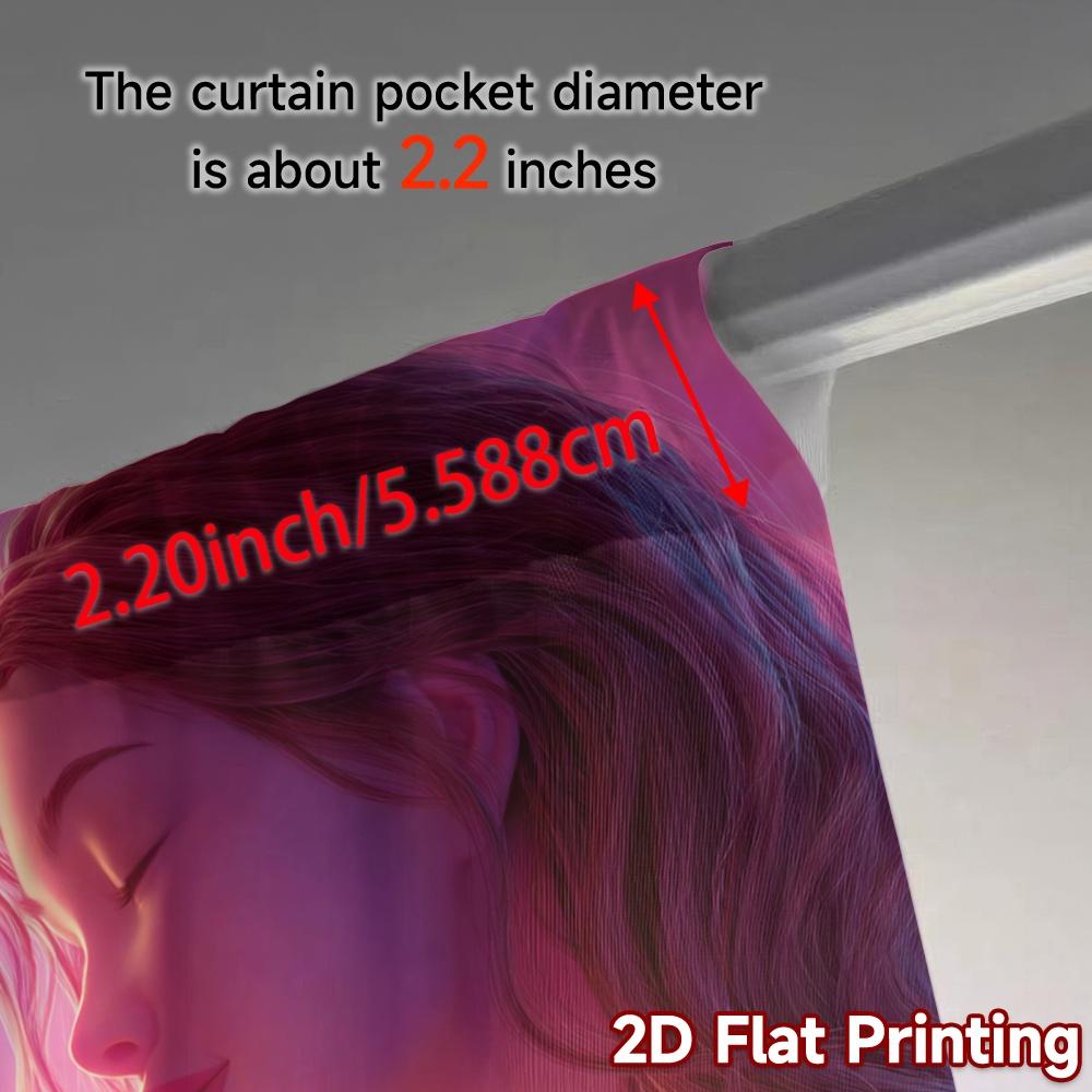 2pcs, 2D FLAT PRINTING Curtains (Without Rod) Blooming Glow Chic Curtains Digital Printed Versatile Polyester Fabric Curtains