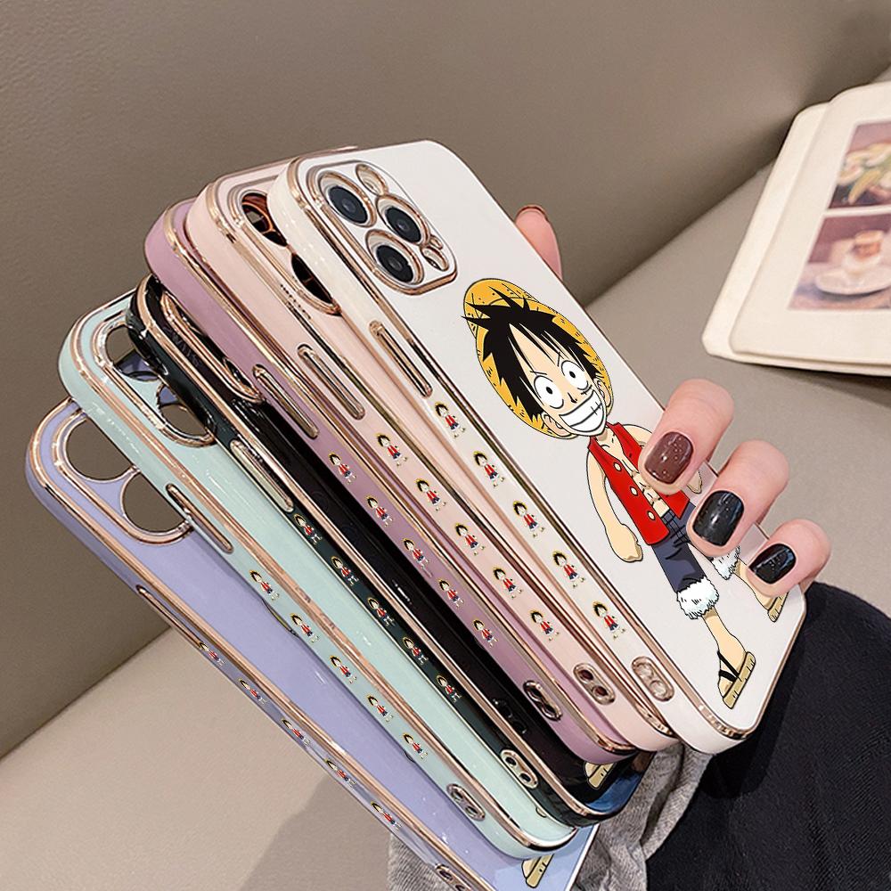 Kreslený obal na telefon Luffy Plating pro iPhone 11 13 15 Samsung Galaxy A52 Xiaomi Redmi 12C Note 10 Pro Oneplus měkký obal na smartphone