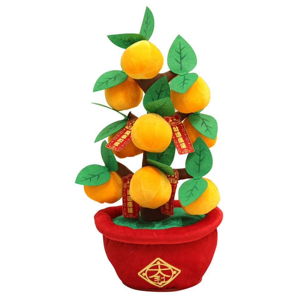 Peach Blossom Tree Pot Realistic Peach Fruit Tree Simulation Plush Orange Tree Potted Orange Tree