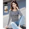 Demana Women's Autumn Striped Letter Print T-Shirt