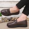 Women's Soft Sole Loafers: Comfortable, Non-Slip, Lightweight Slip-On Leather Shoes for Middle-Aged & Elderly