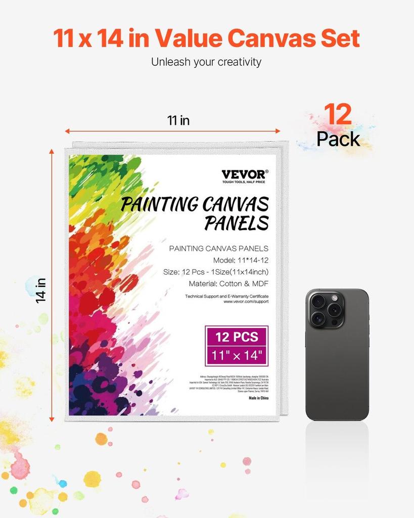 Canvas Boards for Painting 12 Pack 11 X 14 Inch Blank Canvases for Painting