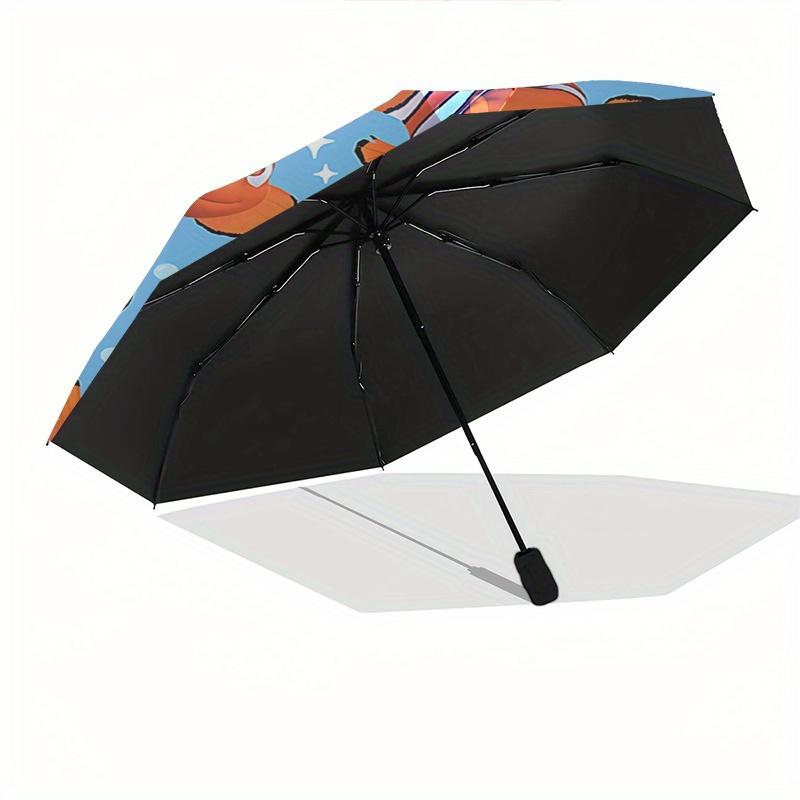 Disney Nemo, Clownfish Automatic Open/Close Umbrella - Cute Umbrella with Cute Design, Portable 3-Fold Compact Umbrella for Men & Women, Val