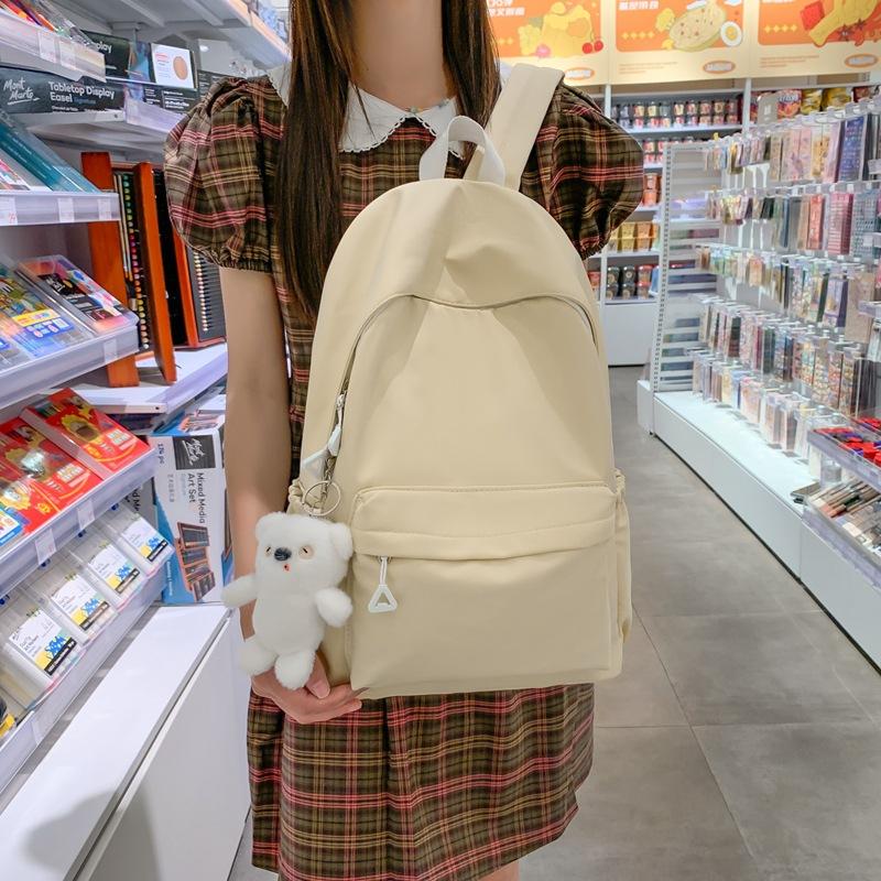 College Style Ins Simple Solid Color Student Schoolbag Spring and Summer New Large-capacity Backpack