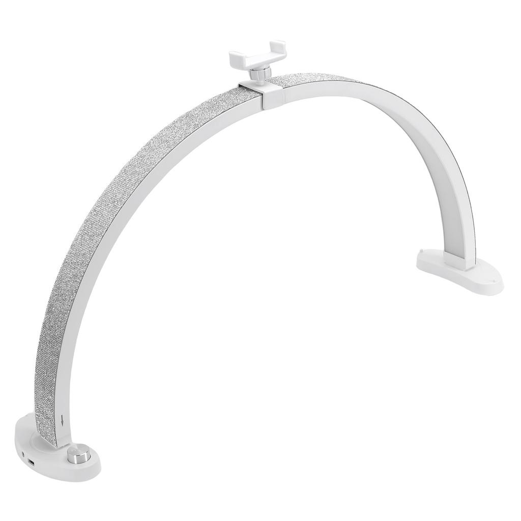 28 Inch LED Nail Table Lamp with Phone Stand Rhinestone Decor Foldable Arch Half Moon Desk Light for Manicure Salon