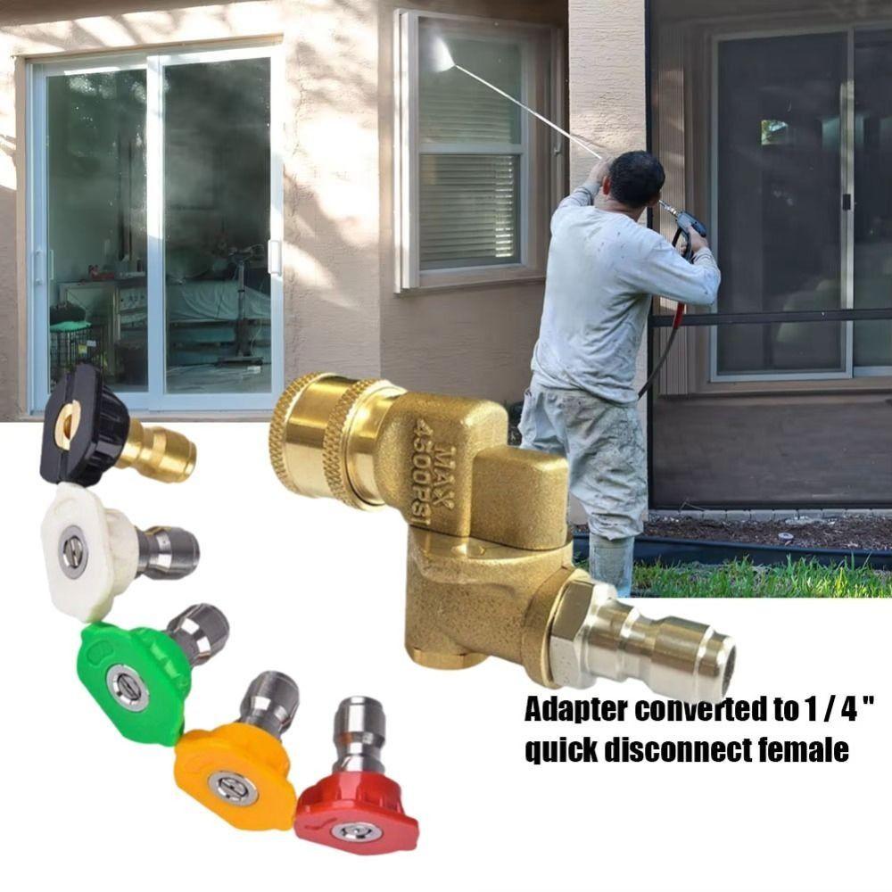 5 Nozzle Tips High Pressure Washer Kit 360 Degree Pivoting 1/4 Brass Turning Pivoting Coupler 4500psi Rated