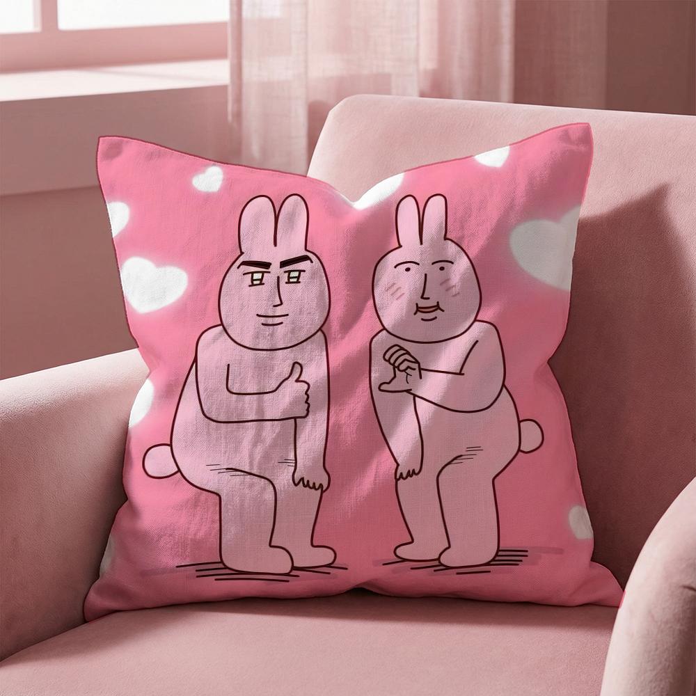 my friend rabbit Cushion Cover Multi-Scene Pillow Cover for Home & Car - Reversible, Soft & Durable for Daily Use