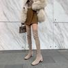 Fashion Elastic Slim Women Over The Knee Boot Sexy Square High Heels Thigh High Sock Booties Winter Women's Short Plush Shoes