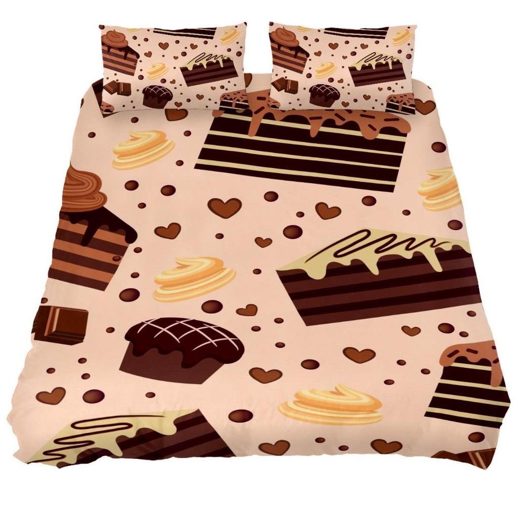 Chocolate Bedding Set Dessert Theme Comforter Cover Set for Child Youth Lady,Food Fluid Duvet Cover Novelty Funny Quilt Cover