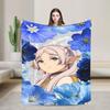 Frieren Anime Flannel Blanket  Funny Throw Blankets for Home Hotel Sofa  xcm Rug Piece