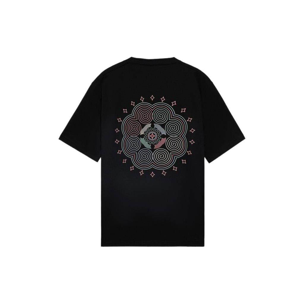 Li Ning SS22 Embroidered Logo Geometric Pattern Printed Round Neck Couple Short Sleeve T-Shirt Men T-Shirt Black AHSS098-1