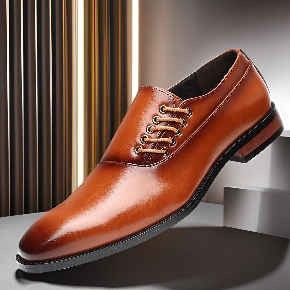 

2025 new British men s fashion trend single shoes business casual leather shoes Japanese square head large size men s shoes 38