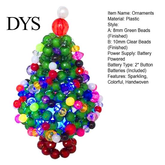 Handcrafted Gift Ideas Handmade Beaded Christmas Tree Ornament, Sparkly Crystal Bead Mini DIY Craft Kits Tabletop Decor, Hand-Woven Xmas Desktop