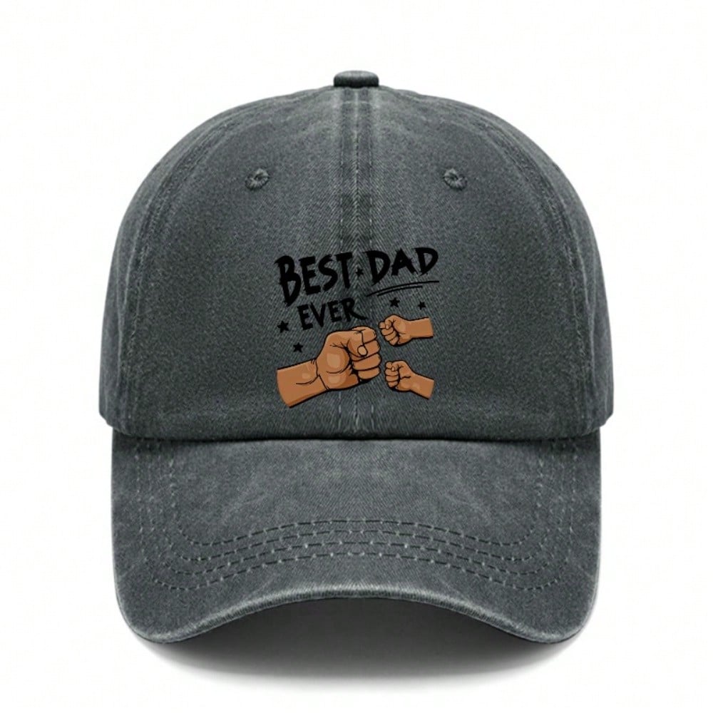 Dad Baseball Cap - Letter BEST DAD EVER Print Unisex Adjustable Breathable Washed Style Casual Outdoor Sports Baseball Hat For Father s Day Gift чёрный