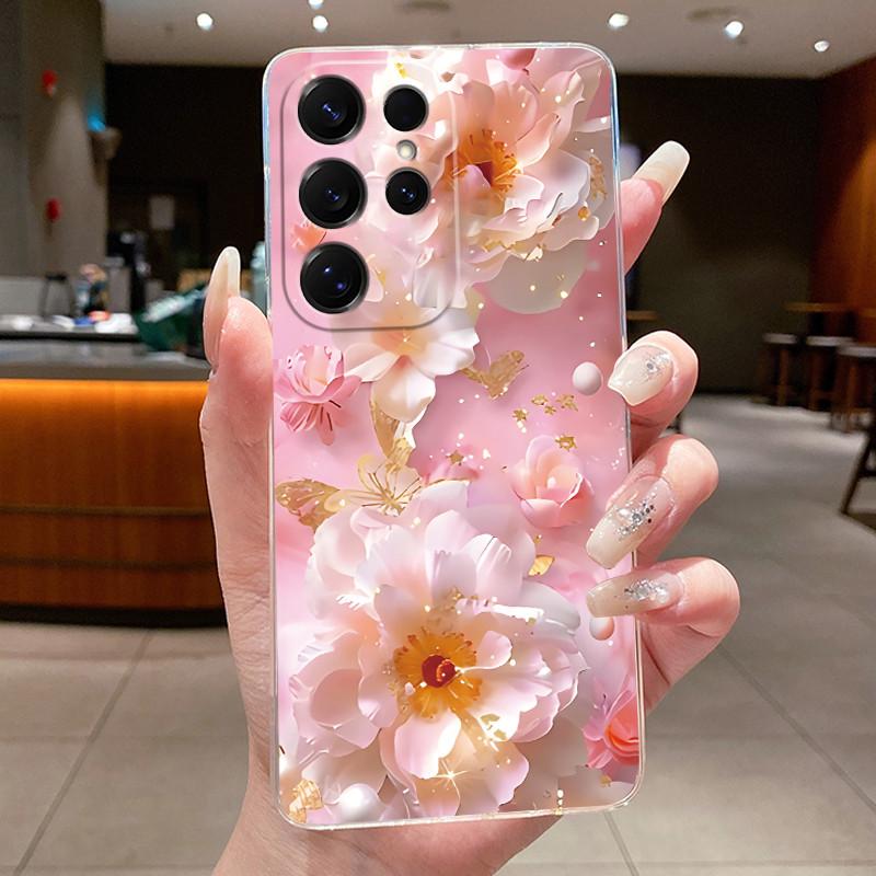 Bag Clear Case For New Hot Samsung Galaxy S26 Ultra S26 edge S 26 Plus Cover Luxury Pretty Butterfly Flower Soft TPU Phone Cases