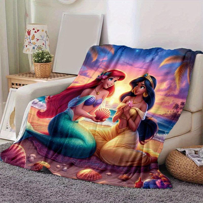 1pc Mermaid Printing Blanket - Soft, All-Season Throw for Living Room, Bedroom,Personalized Gift with Adorable Cartoon Design