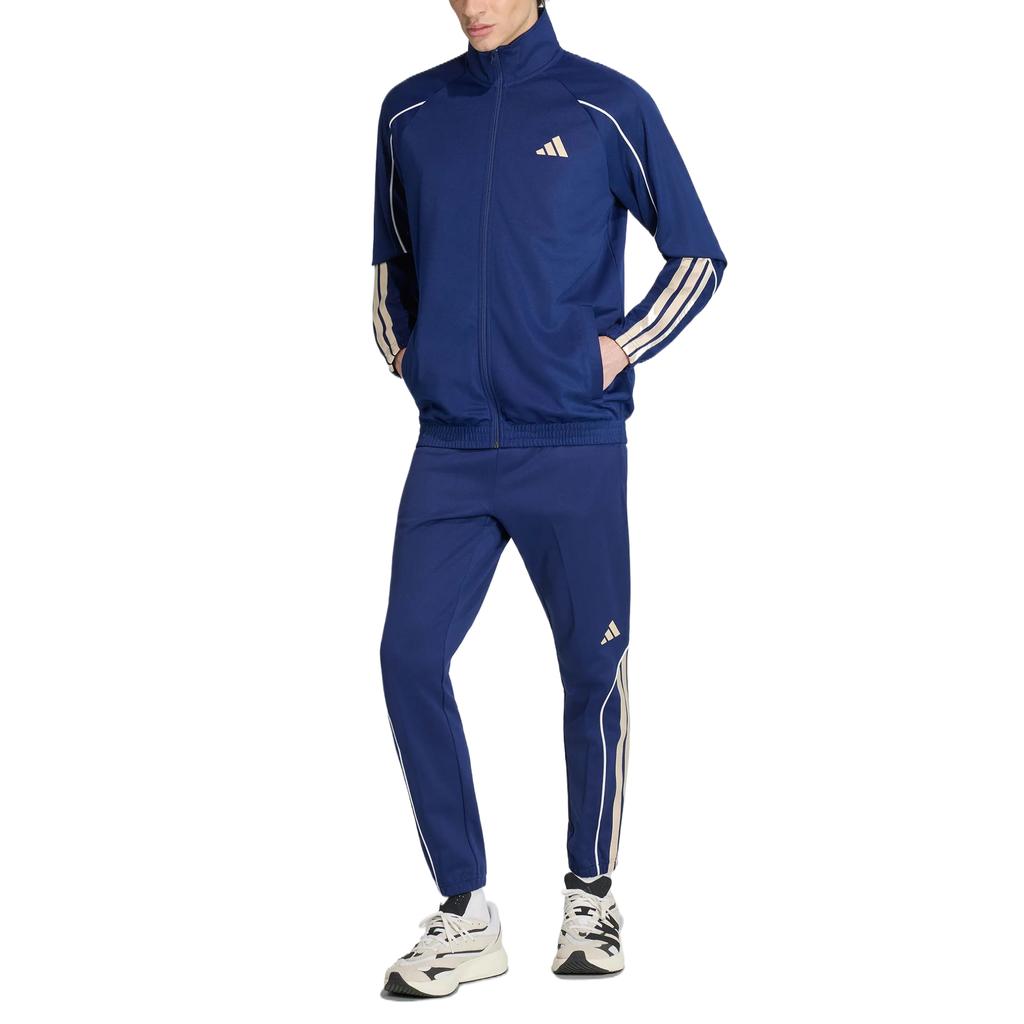 adidas Casual Sportswear Men's Dark Blue Stand Collar Moderate