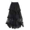 Mushroom Edge Irregular Mesh Midi Tulle Skirt - High Waist Puffy Swing Fairy Skirt