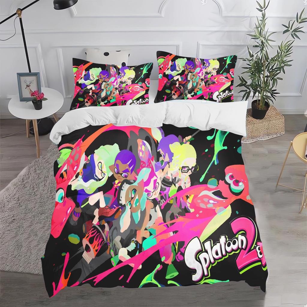 Game Splatoon  Anime 100% Polyester Bedding Set Duvet Cover Set Printed Cartoon Home Decor