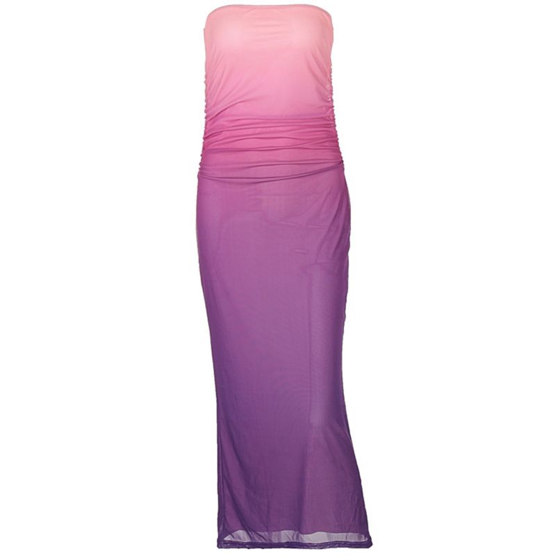 Western Style Women Clothes 2024 Summer New Fashion Wrap-around Gyaru Slim Fit Gradient Color Dress Double Layer