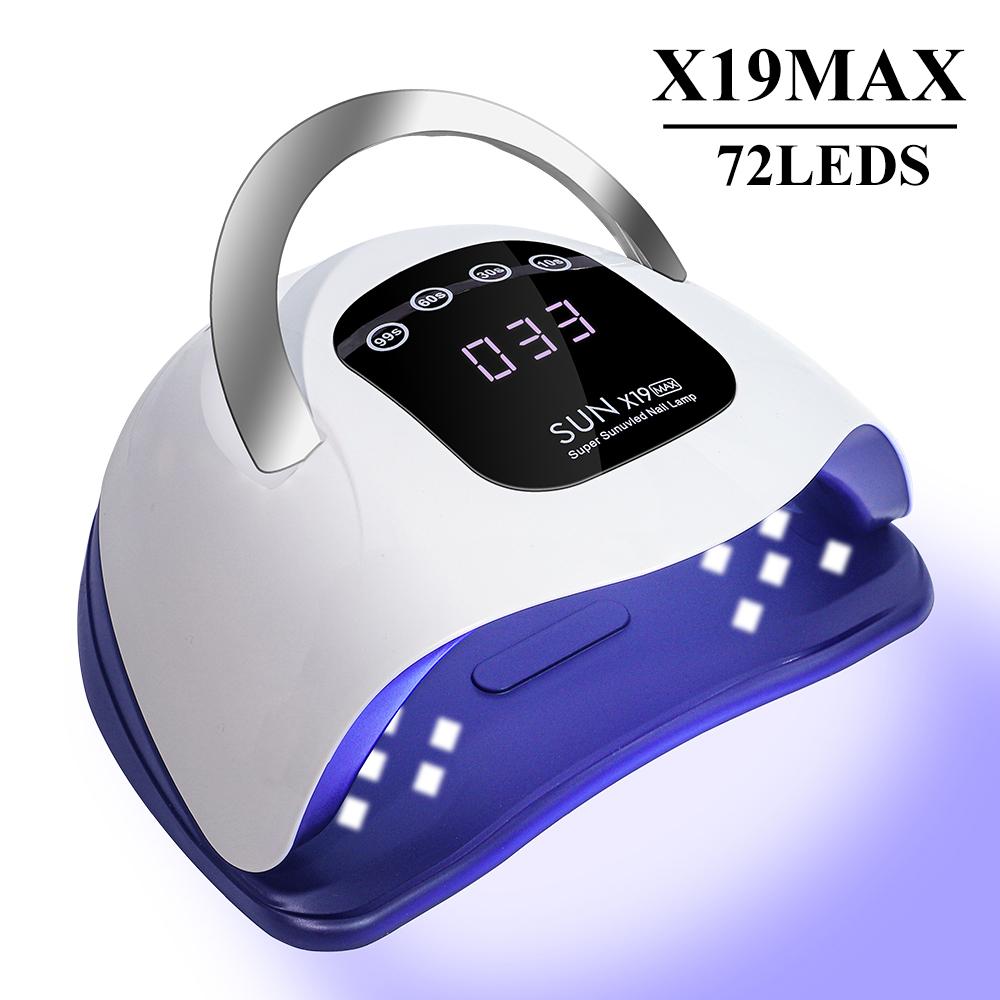 SUN X19MAX UV Nail Dryer 72LED Professional High Power Nail Lamp with Sensor Fast Curing Gel Nail Polish Drying Lamp Nail Tools EU