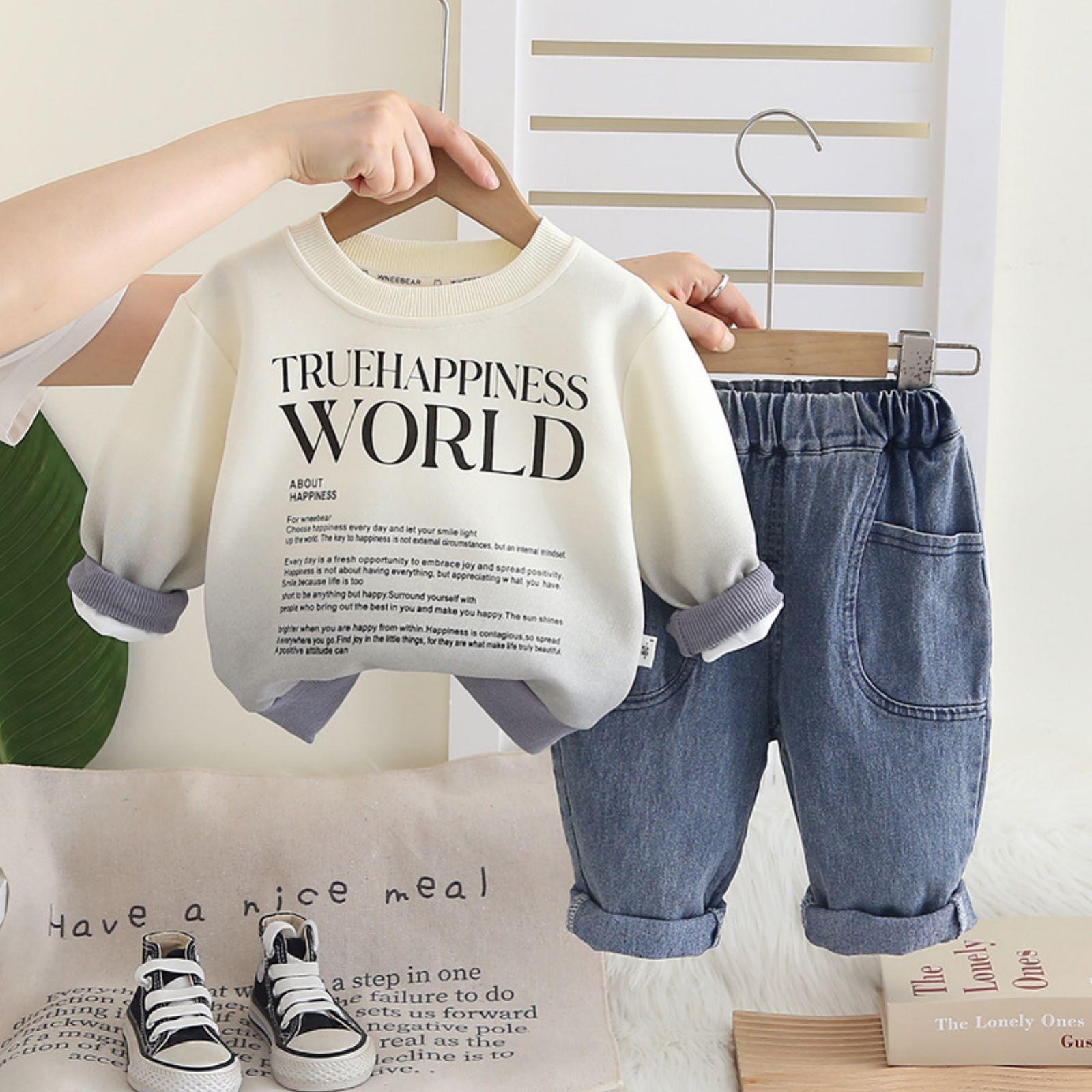 

Дитячий повсякденний комплект з довгим рукавом, зручні наряди для щоденного носіння 100 білий