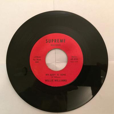 7inch Record WILLIE WILLIAMS - My Baby Is Gone / Black Diamond Rat 778 Supreme Records US Blues Used