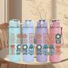1PC Vintage Floral Botanical Set 750ml Color Plastic Sports Water Bottle Leakproof Flip Straw Lid Suitable for Sports Office Home Use