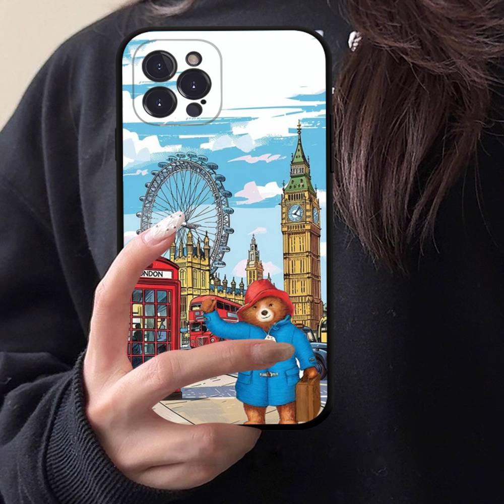 Cute P-Paddington B-BearS Black TPU Phone Case For Iphone17 Air 16 15 14 13 12 Pro 11 Pro Max Plus Protective Cover Case