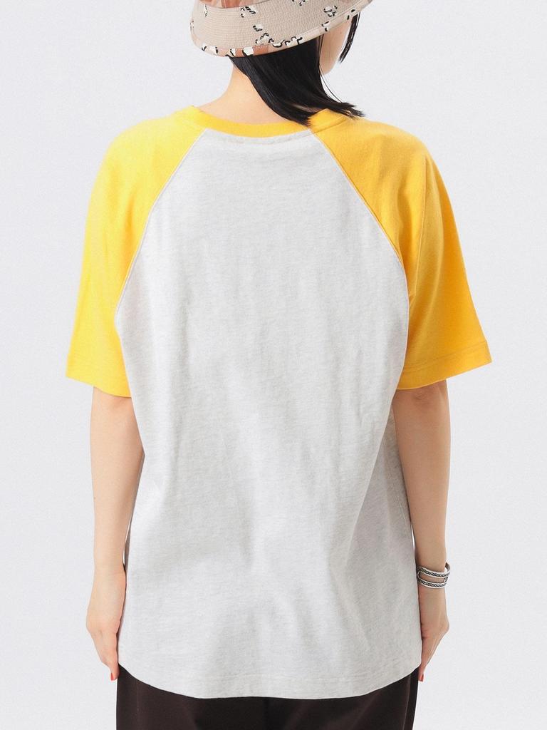 Beams Boy TEE Champion Print Raglan Size S S/S [Special Order] T-Shirt, Women's, Gray,