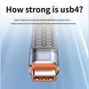 USB4.0 USB C To USB C Cable 40Gbps/80Gbps 8K@60Hz 240W Fast Charging USB C Data Cord Video Cable for Smartphone Laptops