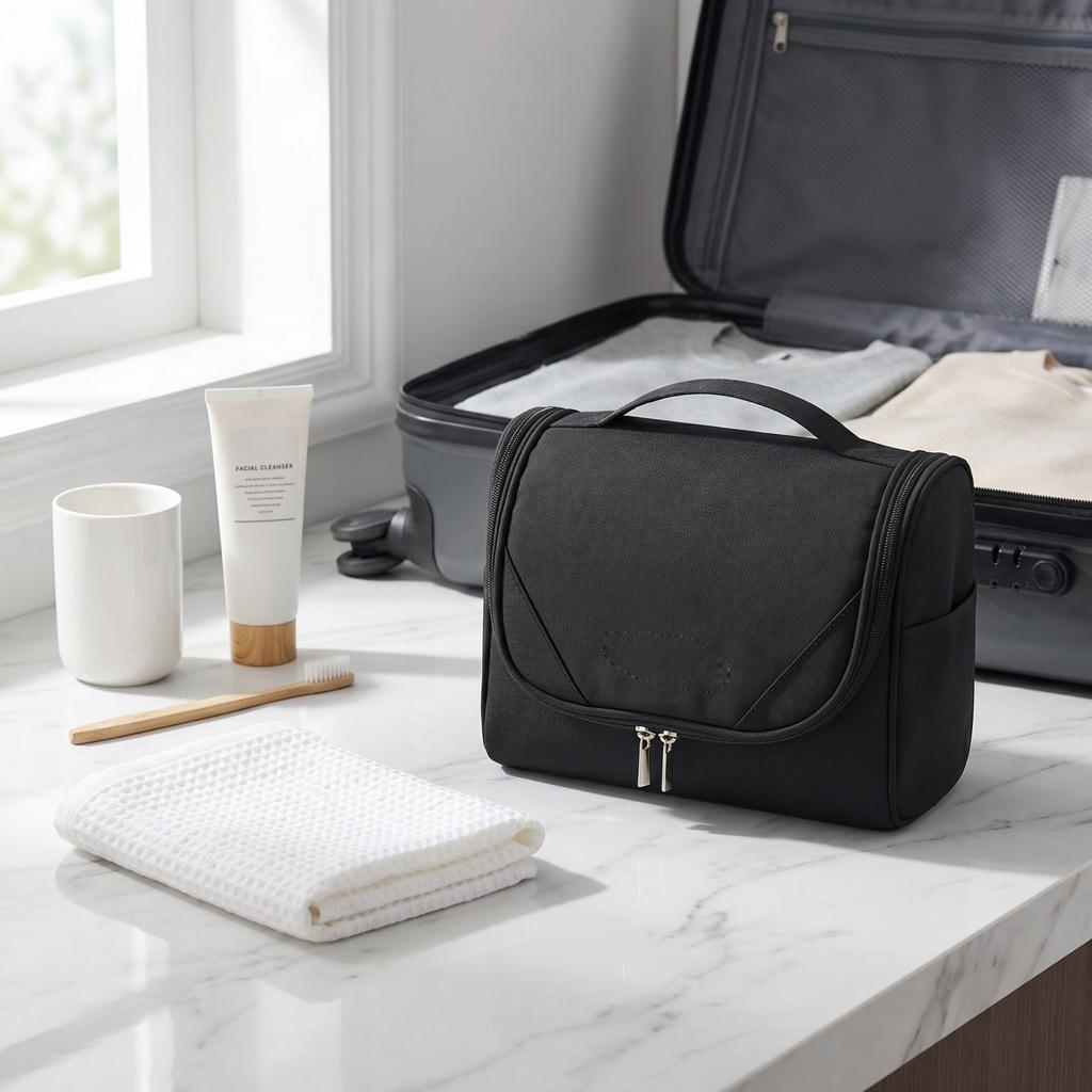 Travel Toiletry Bag with Hook, Large Capacity Cosmetic Makeup Bag for Women, Hanging Toiletries