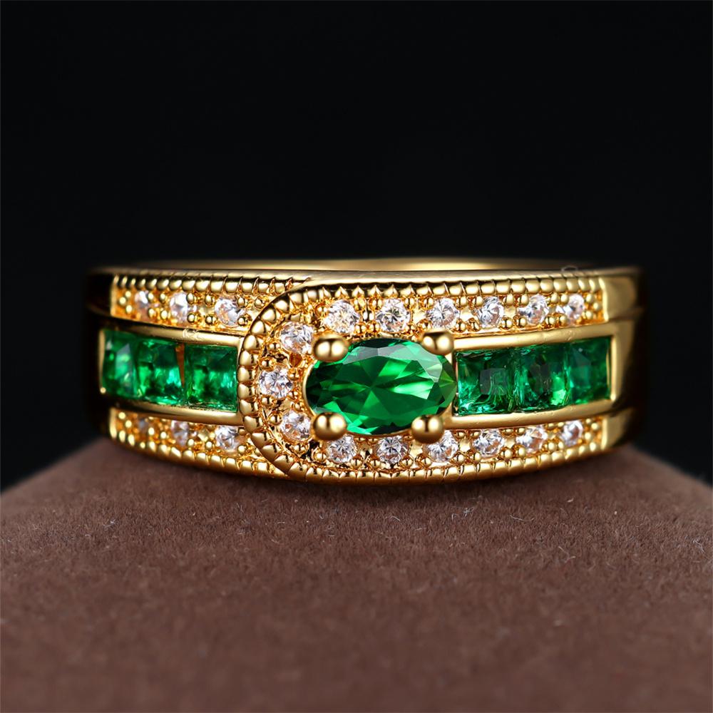 Blauw Paarse Kristal Ovaal Steen Ring Groen Zirkoon Verlovingsringen Voor Vrouwen Mannen Vintage Goudkleurige Trouwringen Sieraden