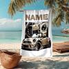 Custom Name Ultra-Soft Beach Towel with Racing Theme,Ideal for Pool - Camping, Diving - Perfect Travel Essential, Vibrant Beach Towel.