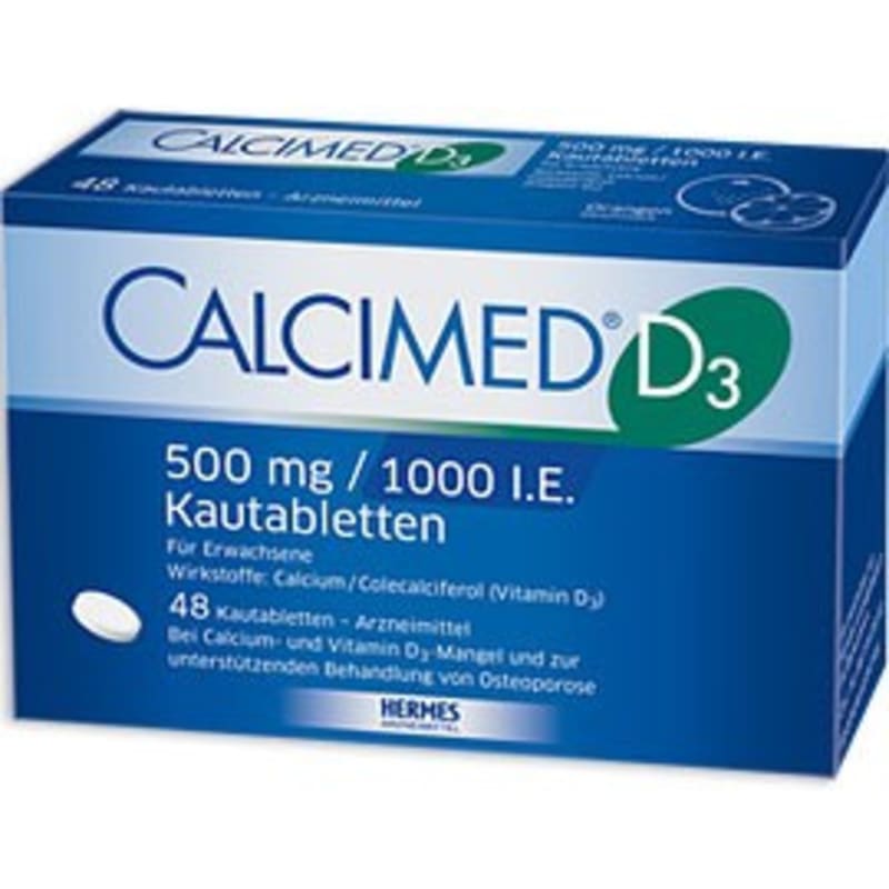 

Hairmes Calcimed D3 500 мг/1000 МО. Жувальні таблетки 48 таблеток