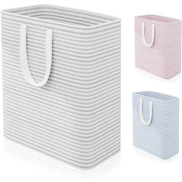 Panier à linge pliable 100L autoportant – 55 x 30 x 60 cm, imperméable, poignées renforcées, gris