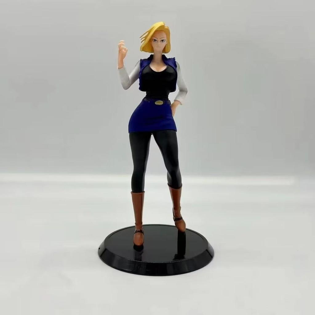 Dragon Ball Z Anime Figure 19cm Battle Android 18 Female Figure PVC Action Scene Standing Posture Collect Doll Statue Toy Gift