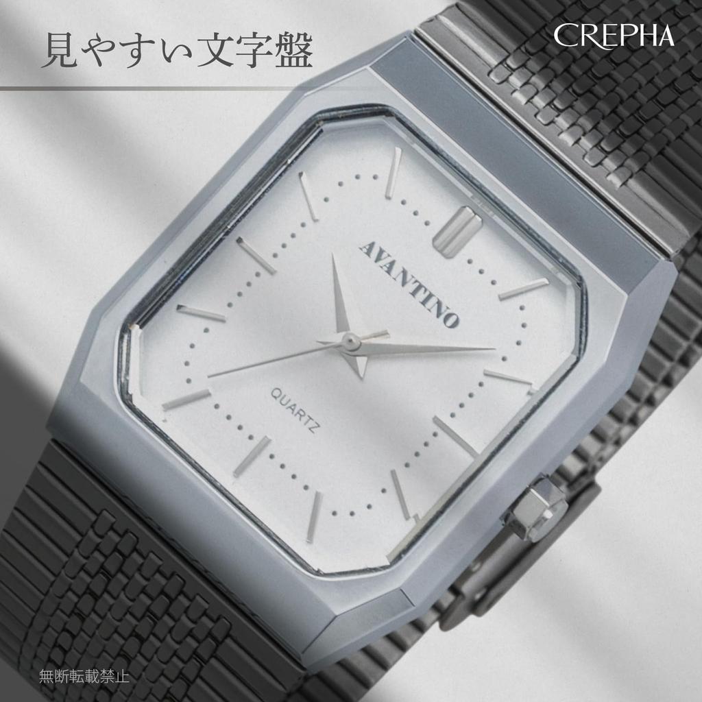 CREPHA AVANTINO Stylish Analog Watch with Metal Quartz Battery Silver Band, Movement, Operated, Waterproof, (AV-AM406-SVS)